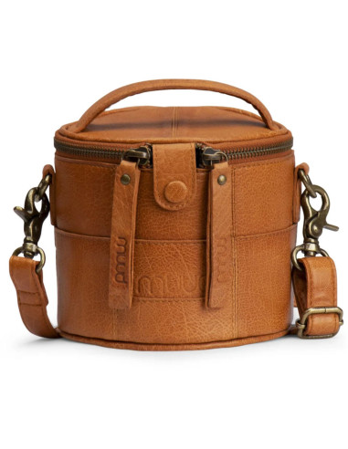 Petit sac à tricot en cuir Muud Saturn Mini - Whisky
