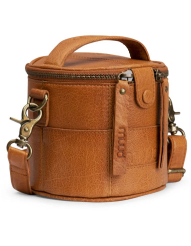 Petit sac à tricot en cuir Muud Saturn Mini - Whisky