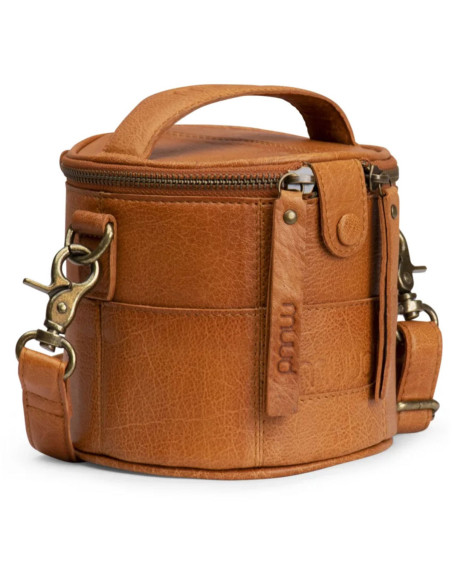 Petit sac à tricot en cuir Muud Saturn Mini - Whisky