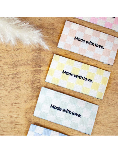 Lot de 5 étiquettes à coudre - Made with love