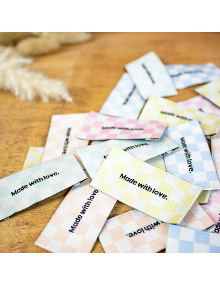 Lot de 5 étiquettes à coudre - Made with love