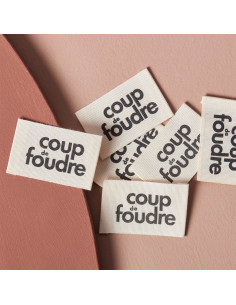 Lot de 5 étiquettes tissées à coudre - Coup de foudre 2
