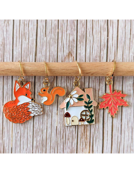 Lot de 4 anneaux marqueurs de maille - Automne