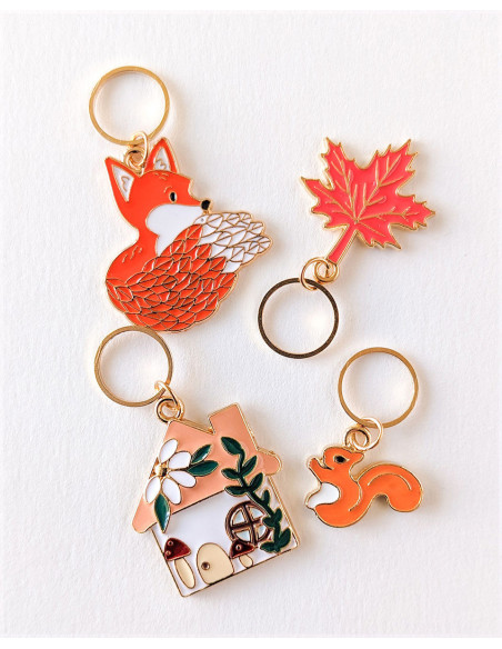 Lot de 4 anneaux marqueurs de maille - Automne