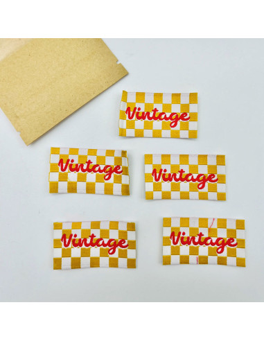 Lot de 5 étiquettes tissées à coudre Vintage