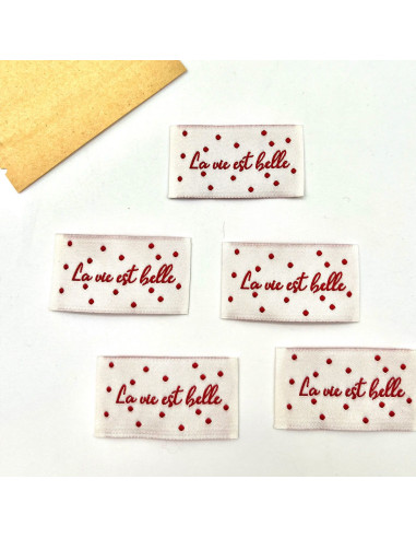 Lot de 5 étiquettes tissées à coudre La vie est belle