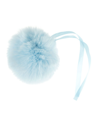 Pompon imitation fourrure 11 cm - Bleu layette