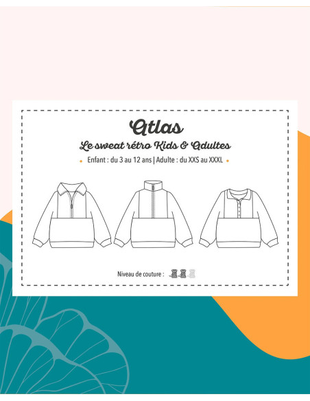 Patron de sweat rétro Atlas kids & adultes - Marmaï Patterns