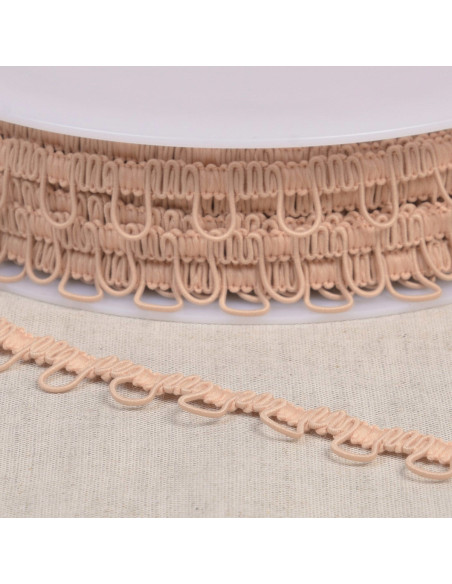 Galon ganse boutonnière élastique - Chair