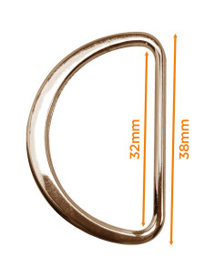 Demi anneau plat soudé 32 mm - Or clair 2