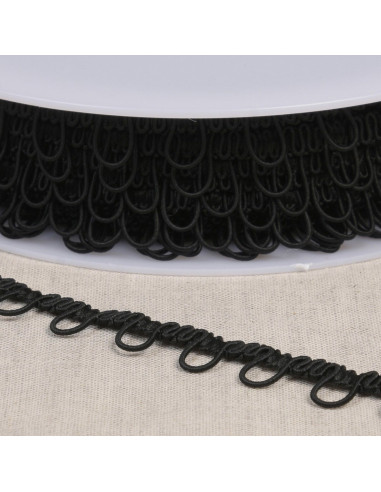 Galon ganse boutonnière élastique - Noir