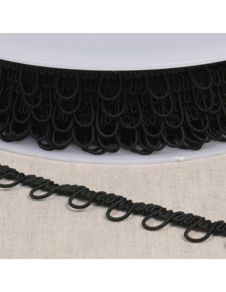 Galon ganse boutonnière élastique - Noir
