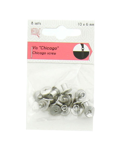 8 sets de vis chicago 10 mm x 6 mm - Argent