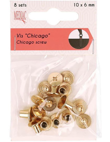 8 sets de vis chicago 10 mm x 6 mm - Or