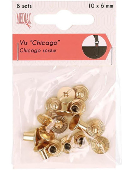 8 sets de vis chicago 10 mm x 6 mm - Or