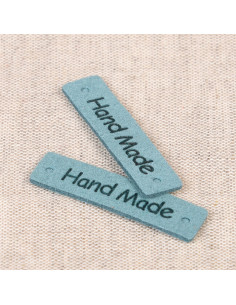 Lot de 6 étiquettes simili - Hand Made bleu