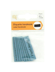 Lot de 6 étiquettes simili - Hand Made bleu 2