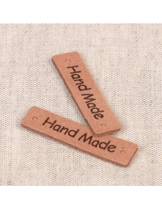 Lot de 6 étiquettes simili - Hand Made marron