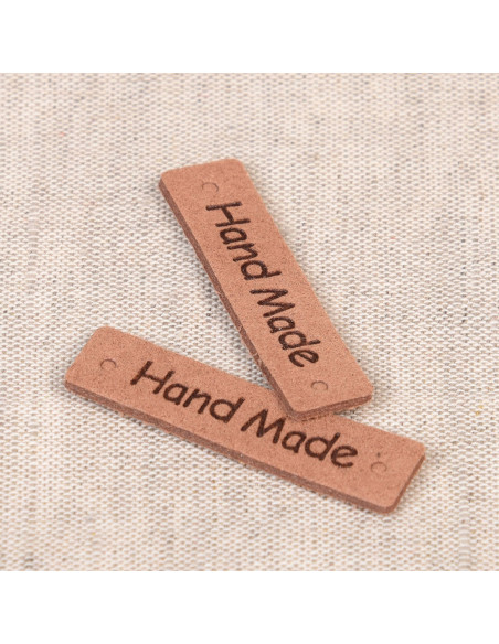 Lot de 6 étiquettes simili - Hand Made marron