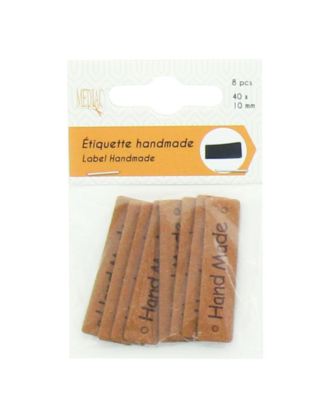 Lot de 6 étiquettes simili - Hand Made marron
