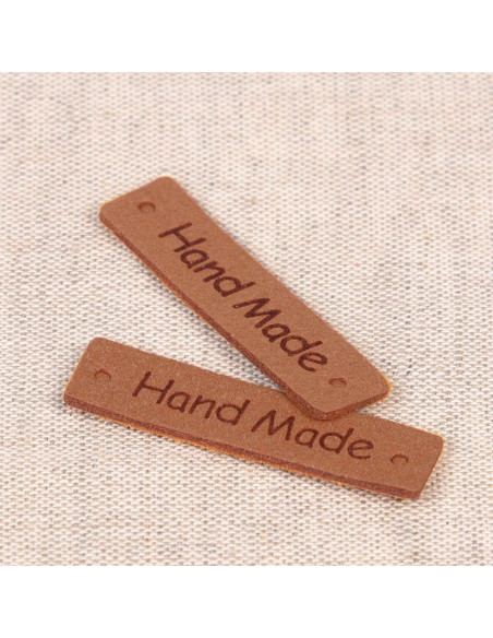 Lot de 6 étiquettes simili - Hand Made beige