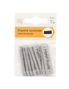 Lot de 6 étiquettes simili - Hand Made gris 2