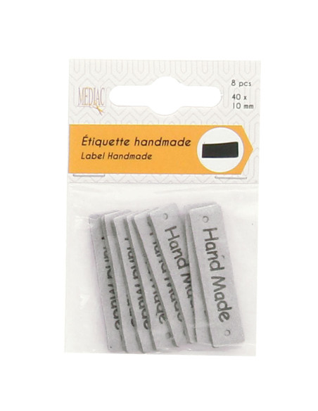 Lot de 6 étiquettes simili - Hand Made gris