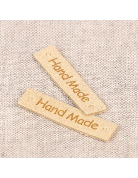 Lot de 6 étiquettes simili - Hand Made ivoire