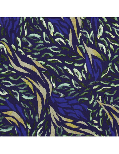 Tissu viscose fantaisie - Zaiba bleu et vert