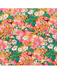Tissu viscose fantaisie - Silene marron et rose 2