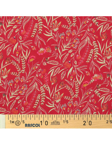 Tissu viscose fantaisie - Rama rouge et orange