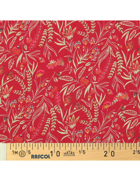 Tissu viscose fantaisie - Rama rouge et orange