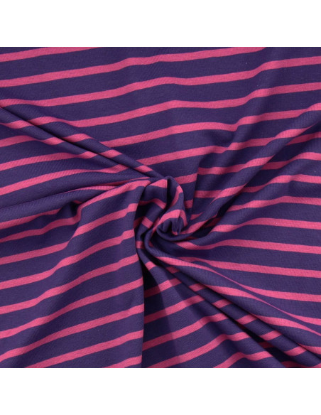 Tissu jersey rayé breton - Violet et pétunia