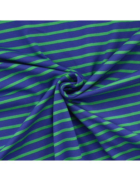 Tissu jersey rayé breton - Bleu et vert