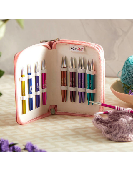 Trousse aiguilles à tricoter circulaires courtes KnitPro Deluxe Zing