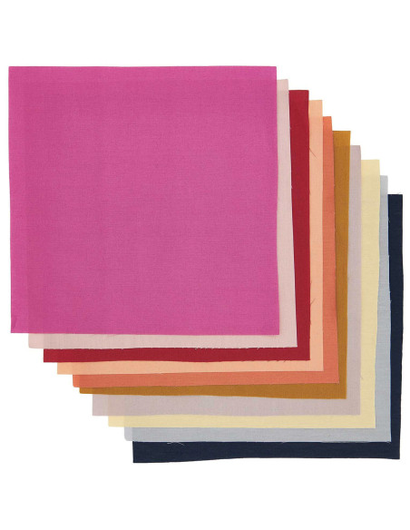 Lot de 10 coupons de tissus spécial broderie - Earthy