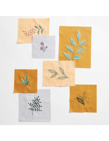 Lot de 10 coupons de tissus spécial broderie - Earthy