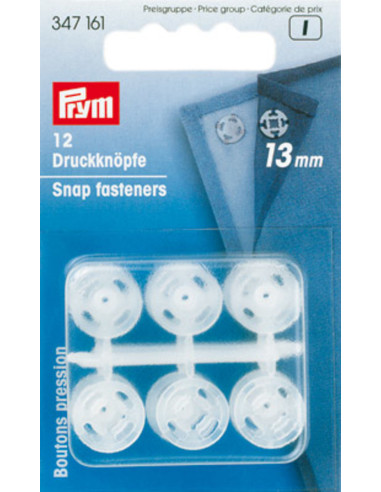 Boutons pression plastiques transparents 13 mm