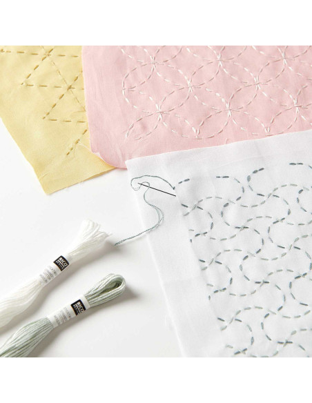 Lot de 10 coupons de tissus spécial broderie - Sorbet bubblegum