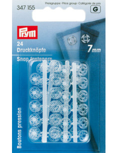 Boutons pression plastiques transparents 7 mm