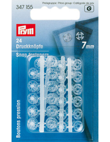 Boutons pression plastiques transparents 7 mm