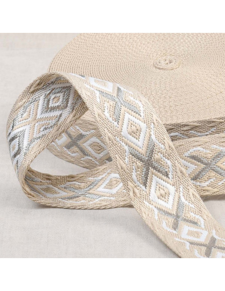 Sangle ethnique - Beige et argent