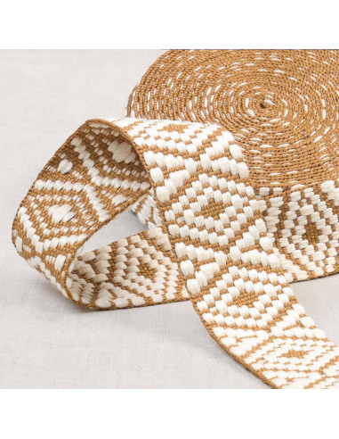 Sangle ethnique - Losange blanc et beige