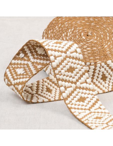 Sangle ethnique - Losange blanc et beige