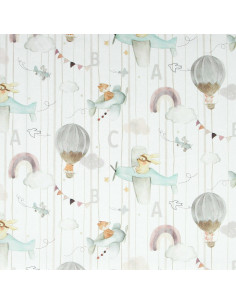 Tissu popeline de coton - Eolia blanc et orange 2