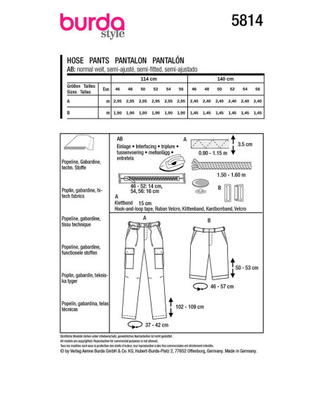 Patron de pantalon - Burda 5814