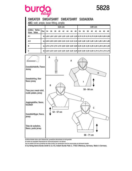 Patron de sweat - Burda 5828