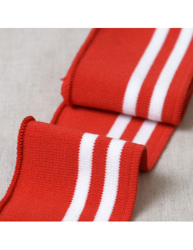 Bord-côte poignets et taille - Rouge rayures blanches