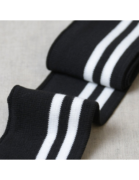 Bord-côte poignets et taille - Noir rayures blanches