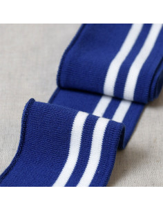 Bord-côte poignets et taille - Bleu roi rayures blanches